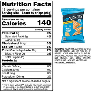 Popcorner White Cheddar Popped Corn Chips, 28.3g