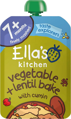Ella's Kitchen organic vegetable bake with lentils 130g. Expiry date: 6/1/2026