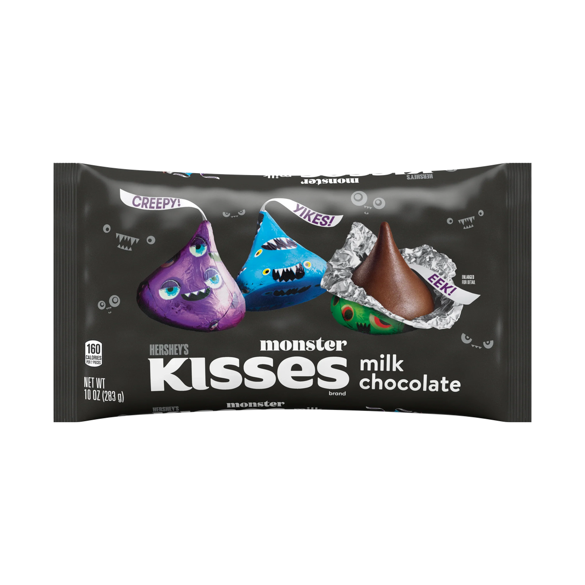 HERSHEY'S KISSES Milk Chocolate Monster Foil, Halloween Candy Bag, 283gm