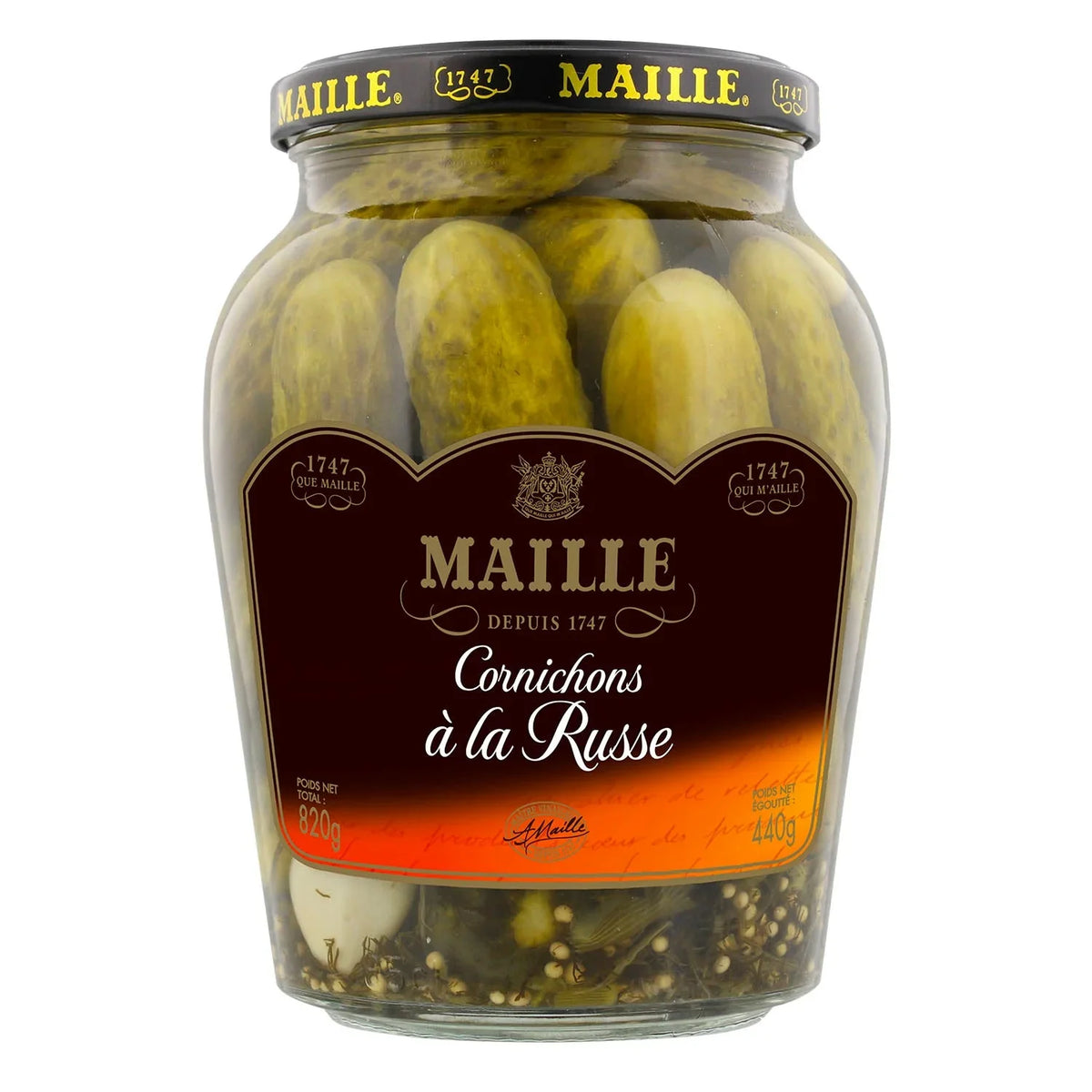 Maille Crunchy Gherkins Russian - Pickles 440gm
