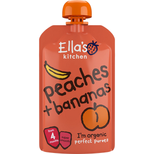 Ella's Kitchen organic peaches + bananas 120g. Expiry date: 12-Jun-26
