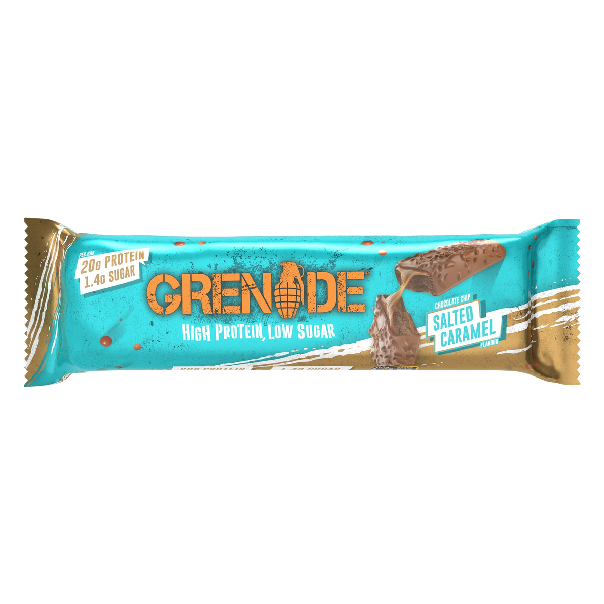 Grenade Chocolate Chip Salted Caramel - High Protein Bar - Low Sugar  60gm