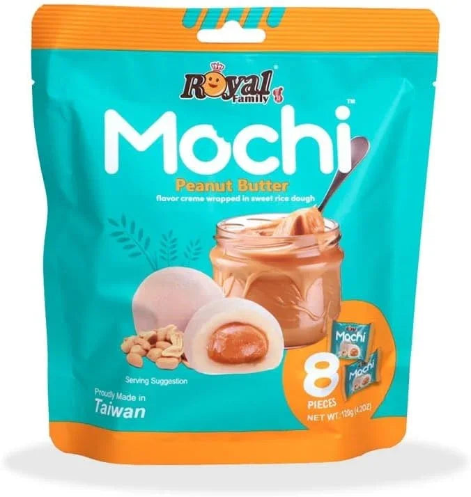 Royal Family Mochi Peanut Butter Creme Wrapped in Sweet Rice Dough 120g