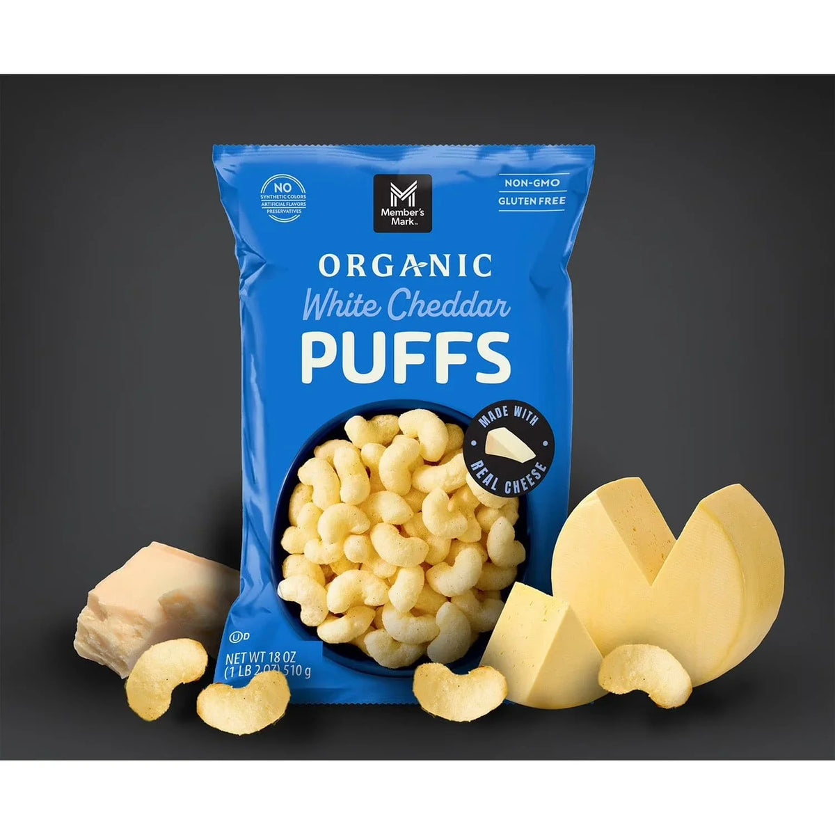 Organic White Cheddar Puffs, 510g (XXL)