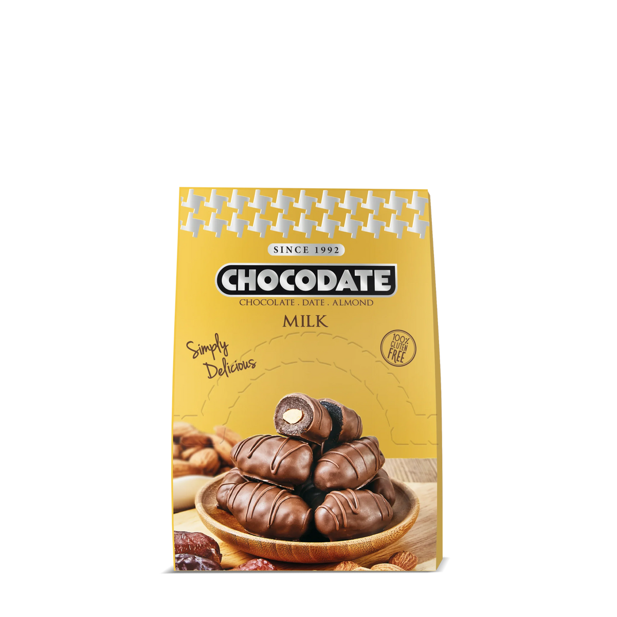 Chocodate Milk | Exquisite Bite Sized Delicacy | Handmade Treat - Rich Silky Chocolate - Velvety Arabian Date - Golden Roasted Almond - Perfect Snacking