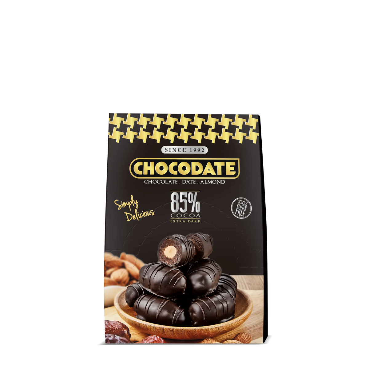 Chocodate Extra Dark | Exquisite Bite Sized Delicacy | Handmade Treat - Rich Silky Chocolate - Velvety Arabian Date - Golden Roasted Almond - Perfect Snacking