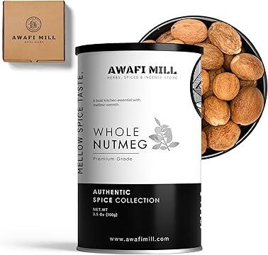 AWAFI MILL Whole Nutmeg Seed Myristica Fragrans Houtt - 100 g | 3.5 Oz