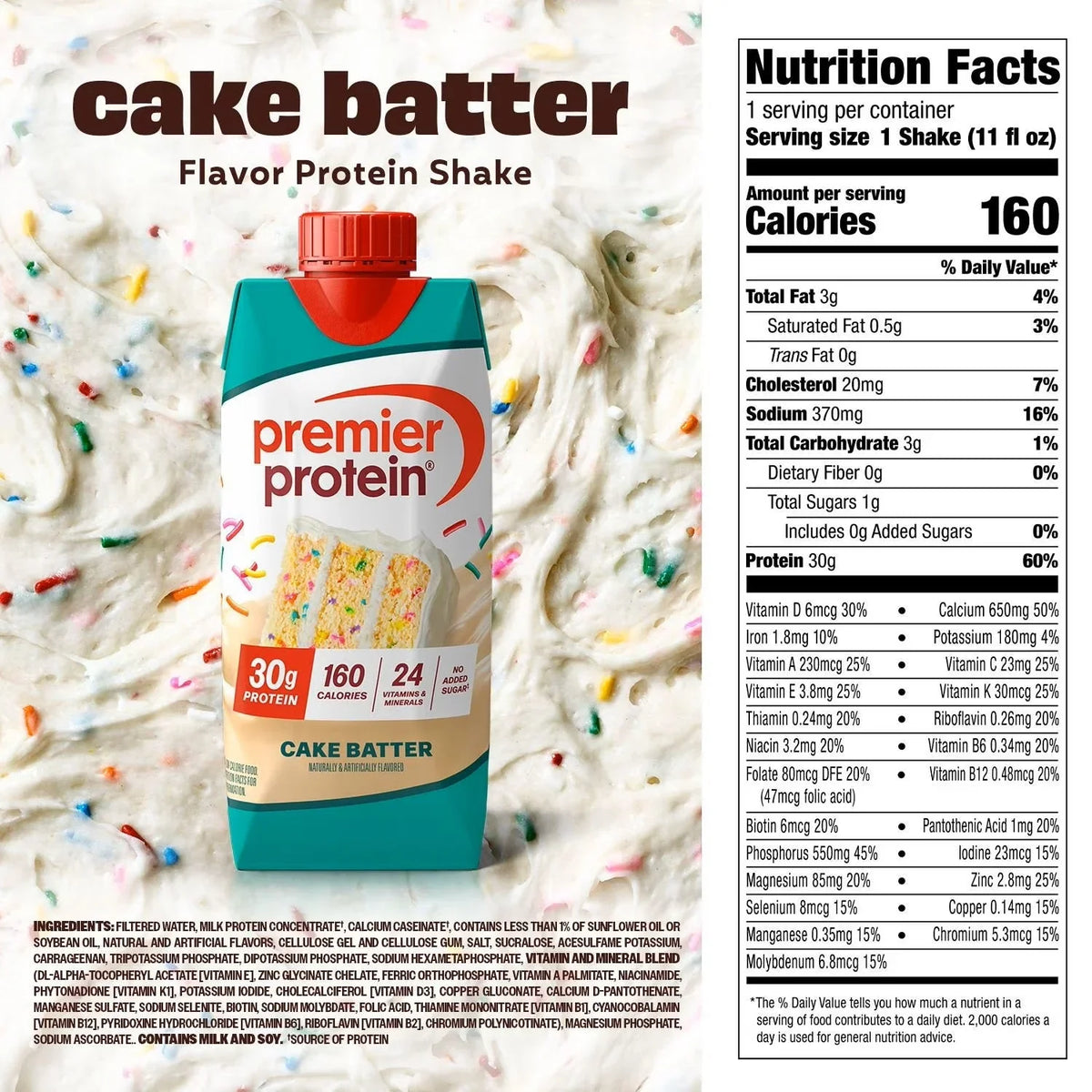 Premier Protein 30g High Protein Shake, Cake Batter Delight 325ml