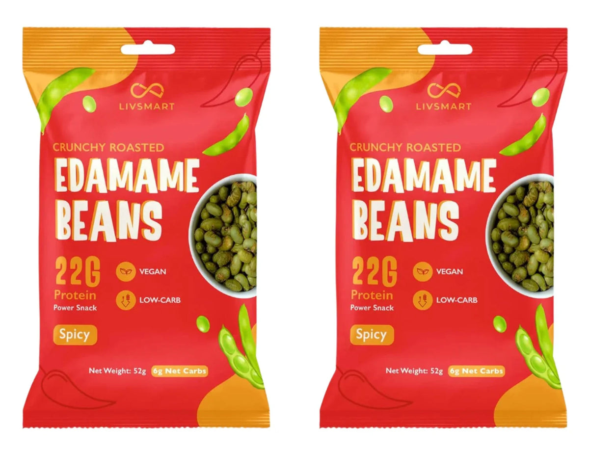 Livsmart Crunchy Roasted Edamame Beans - Spicy 52g Each (Pack Of 2)