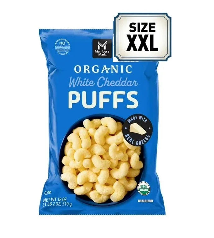 Organic White Cheddar Puffs, 510g (XXL)