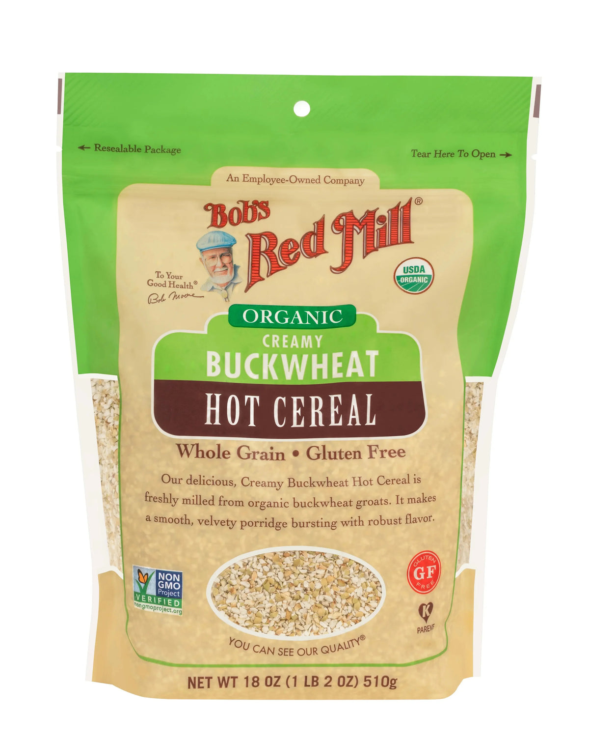 Bob's Red Mill Organic Creamy Buckwheat Hot Cereal, Whole Grain, Gluten Free, Non-GMO 510gm