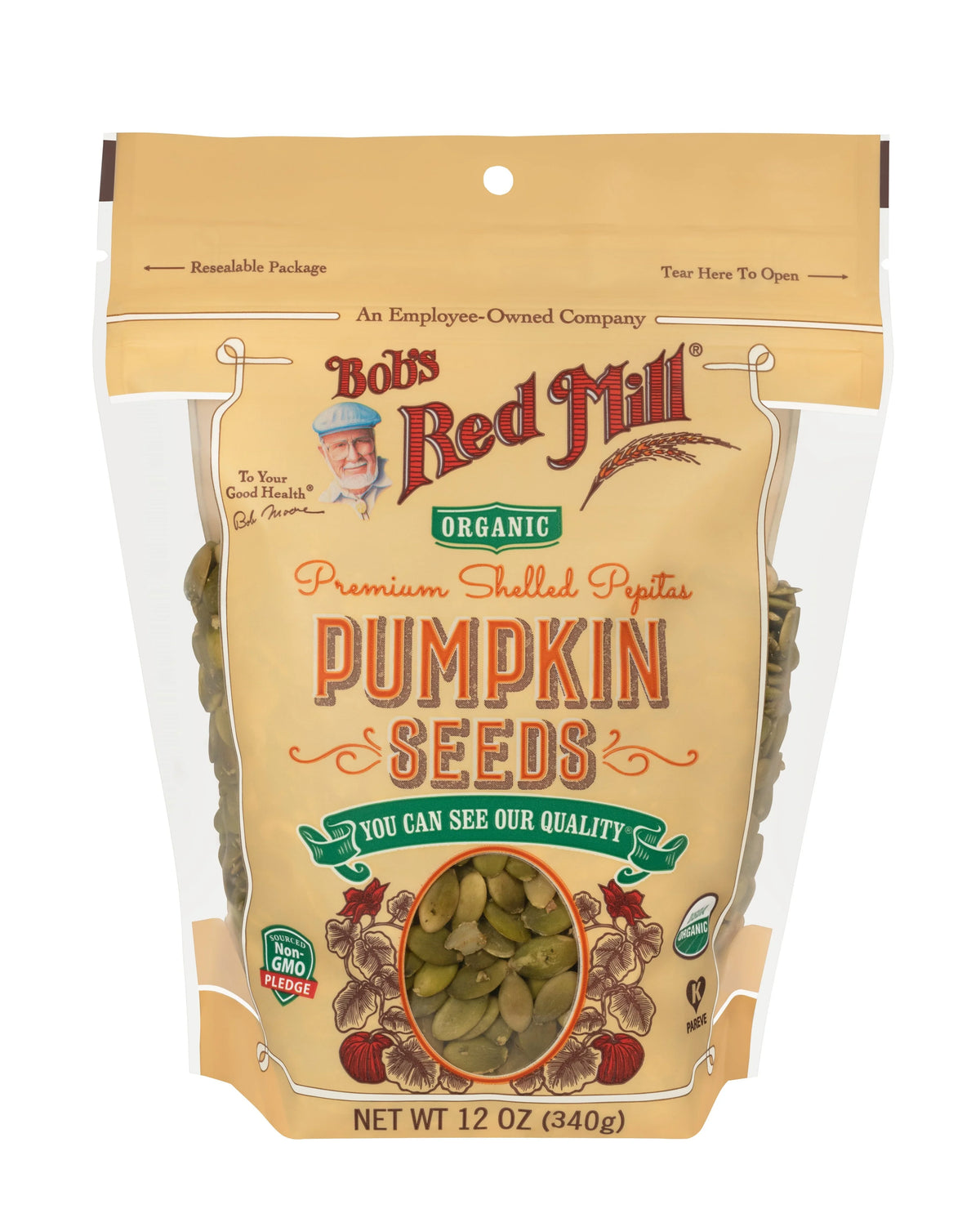 Bob's Red Mill Organic Shelled Pepitas Pumpkin Seeds, Non-GMO 340gm