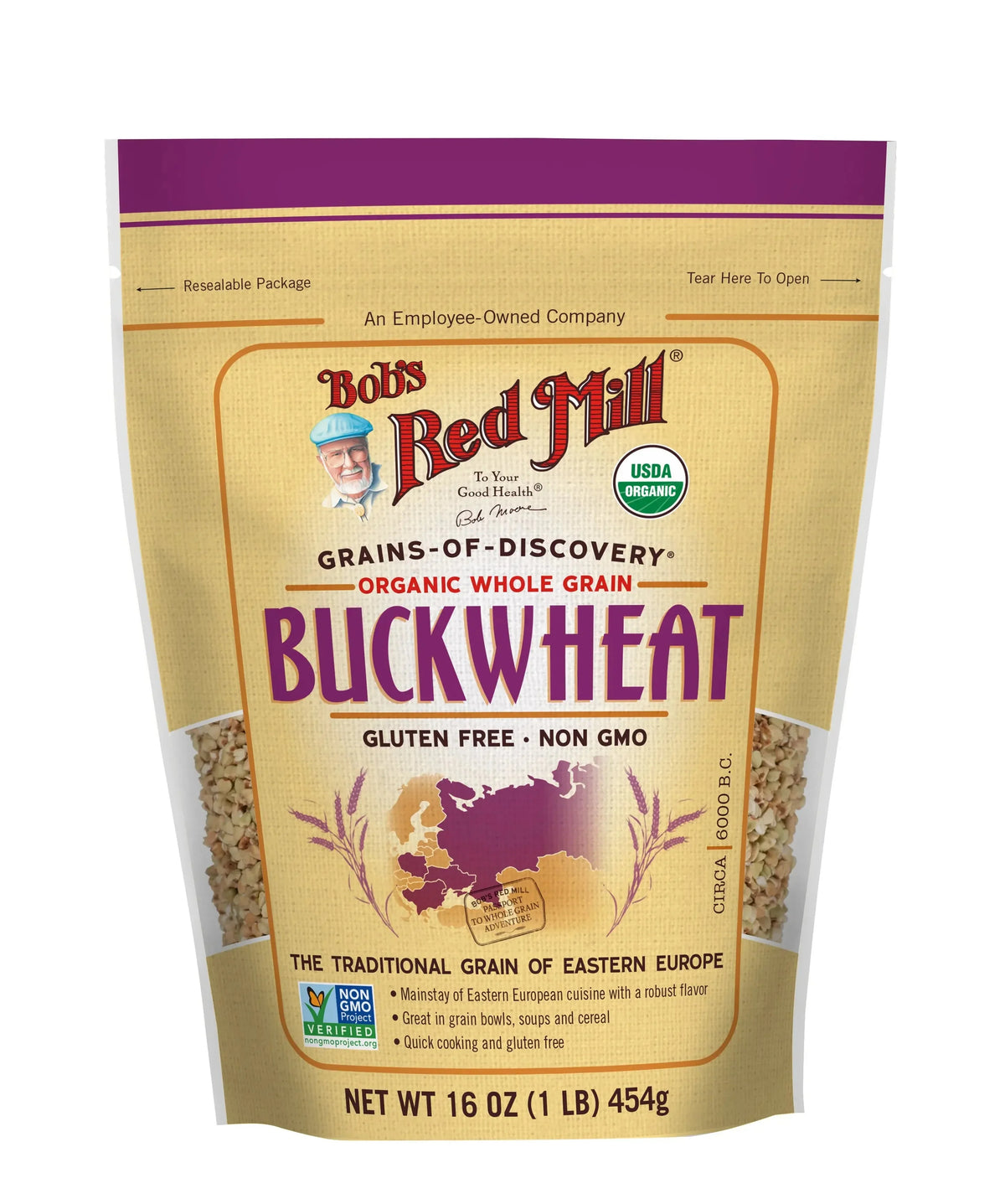 Bob's Red Mill Organic Whole Grain Buckwheat Groats Raw, Gluten Free, Non-GMO 454gm