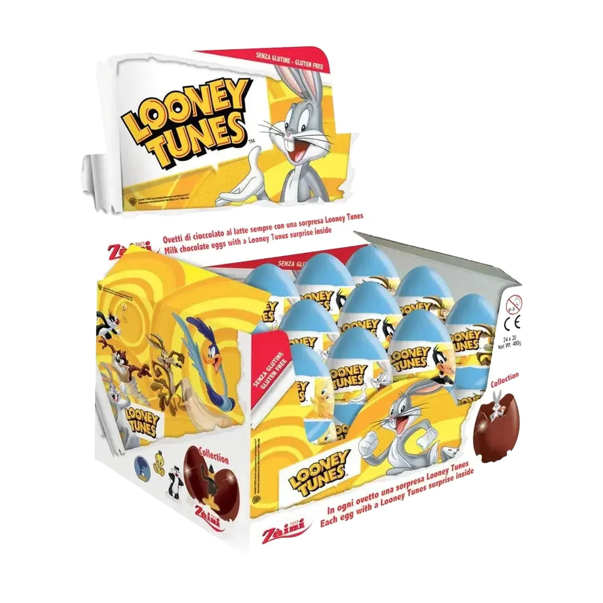 Zaini Looney Tunes Chocolate Surprise Eggs, 24 Pack