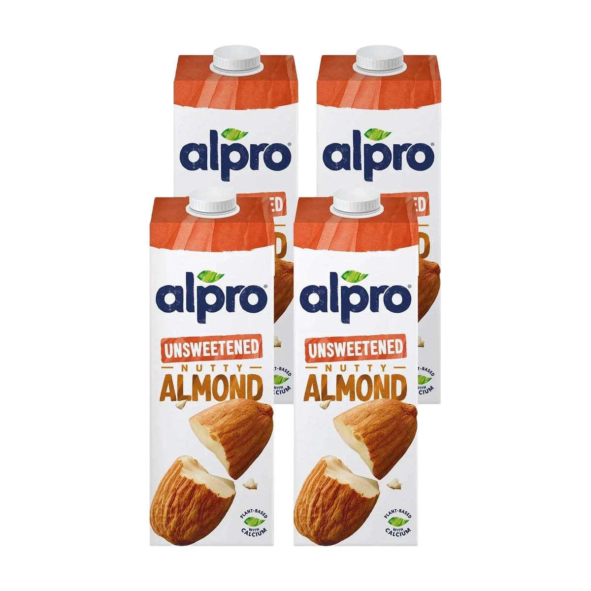 Alpro Unsweetened Almond Drink, 4 × 1 L