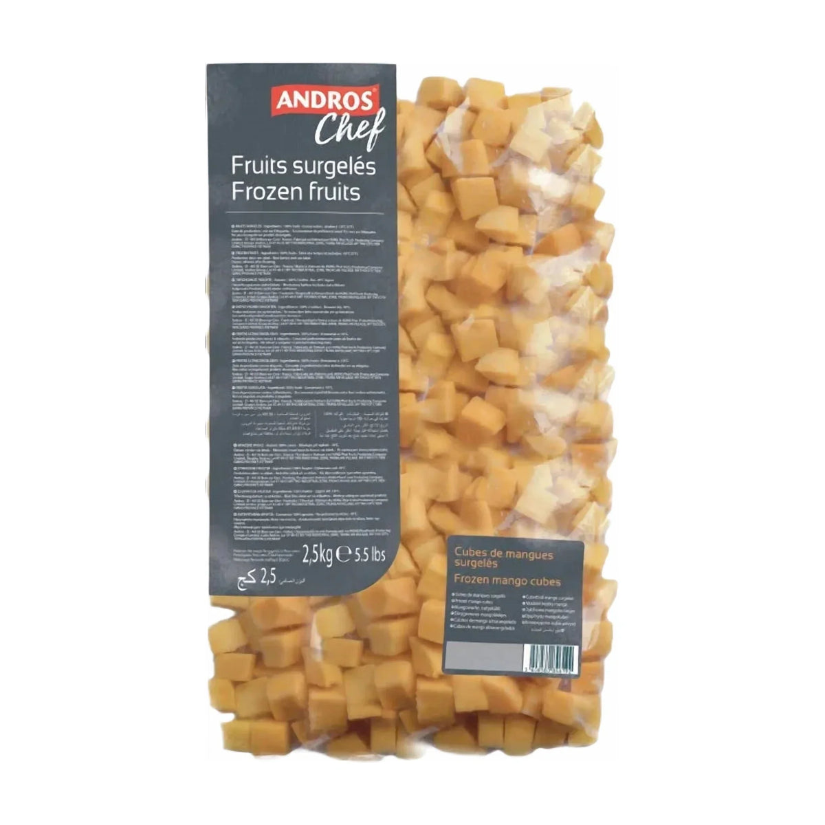 Andros Chef Frozen Mango Cubes, 1 kg or 2.5 kg