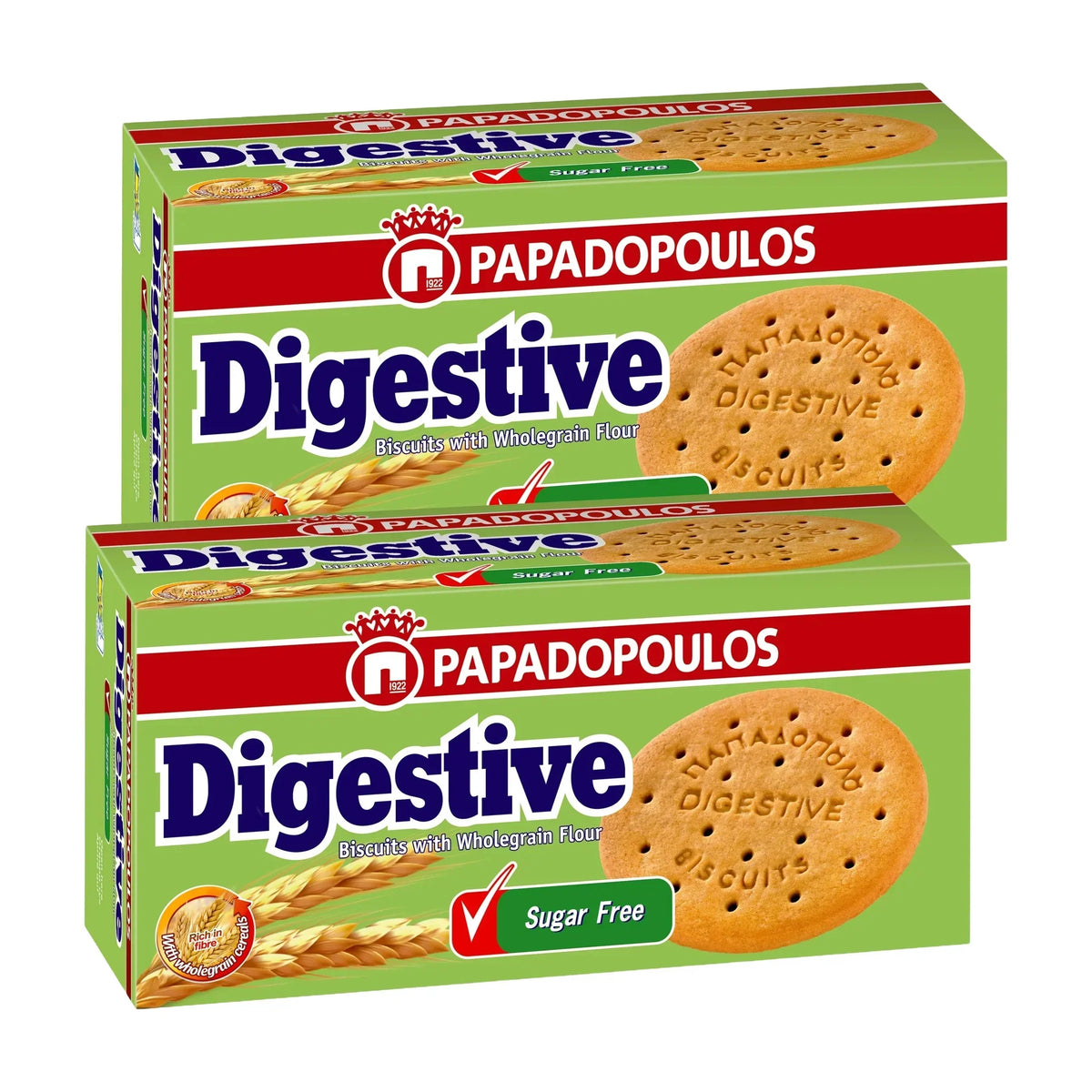 Papadopoulos Sugar-Free Digestive Biscuits, Dual Pack