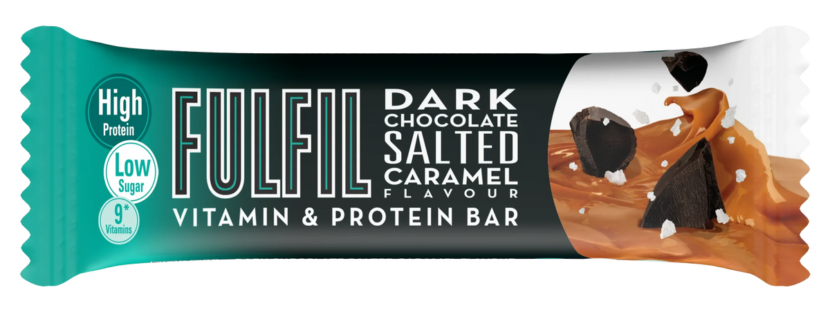 Fulfil Dark Chocolate Salted Caramel Flavour - Vitamin & Protein Bar, Low Sugar, High Protein, 150 Calories With 9 Vitamins