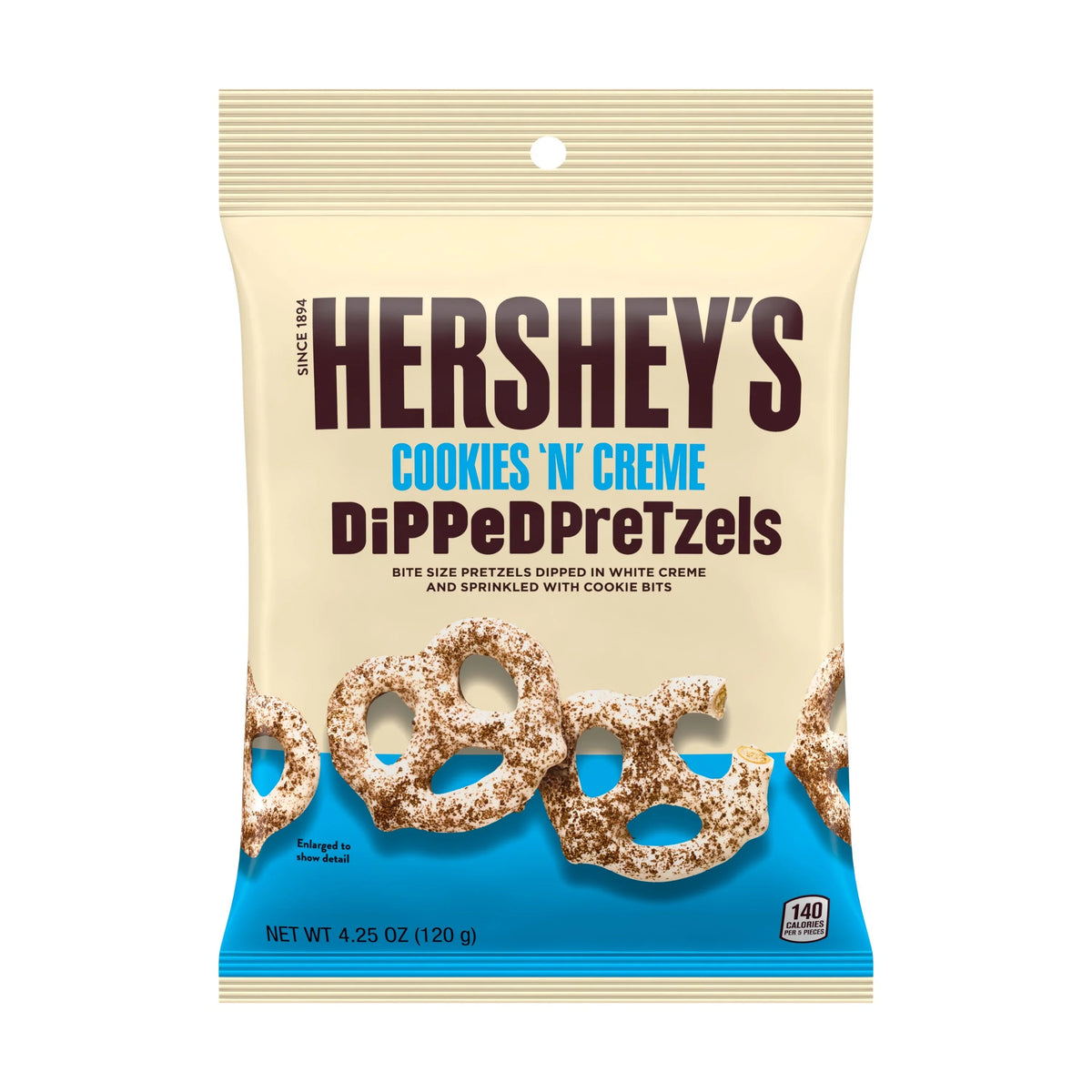 HERSHEY'S Cookies' N' Crème Coated Pretzels, 120gm