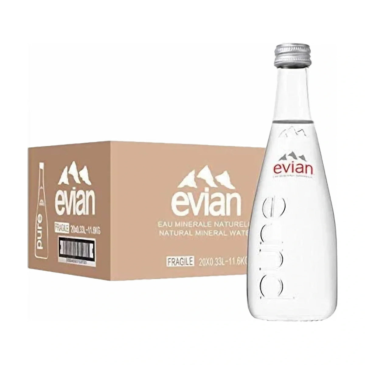 Evian Still Mineral Water, 20 × 330 ml Glass
