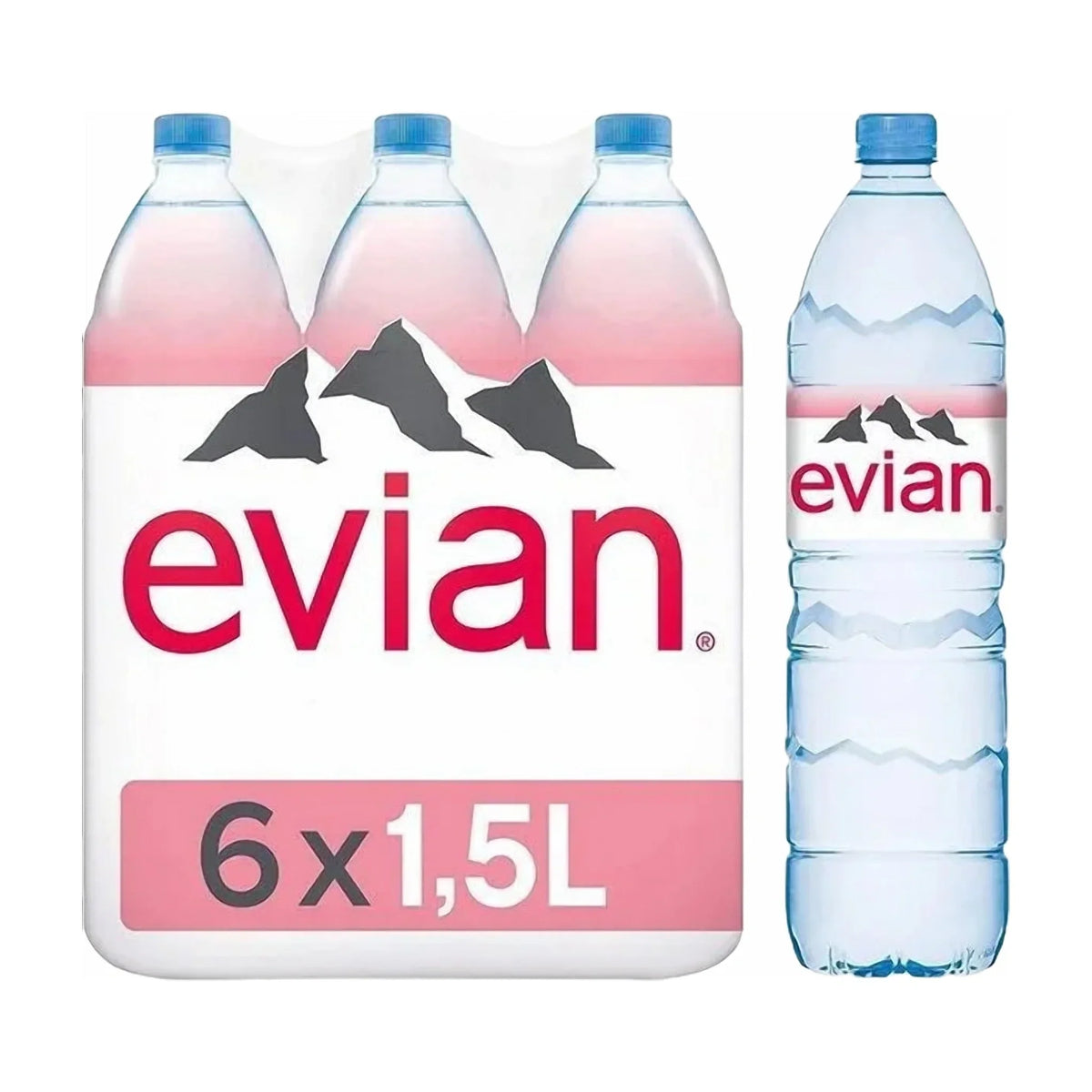 Evian Natural Mineral Water, 6 × 1.5 L