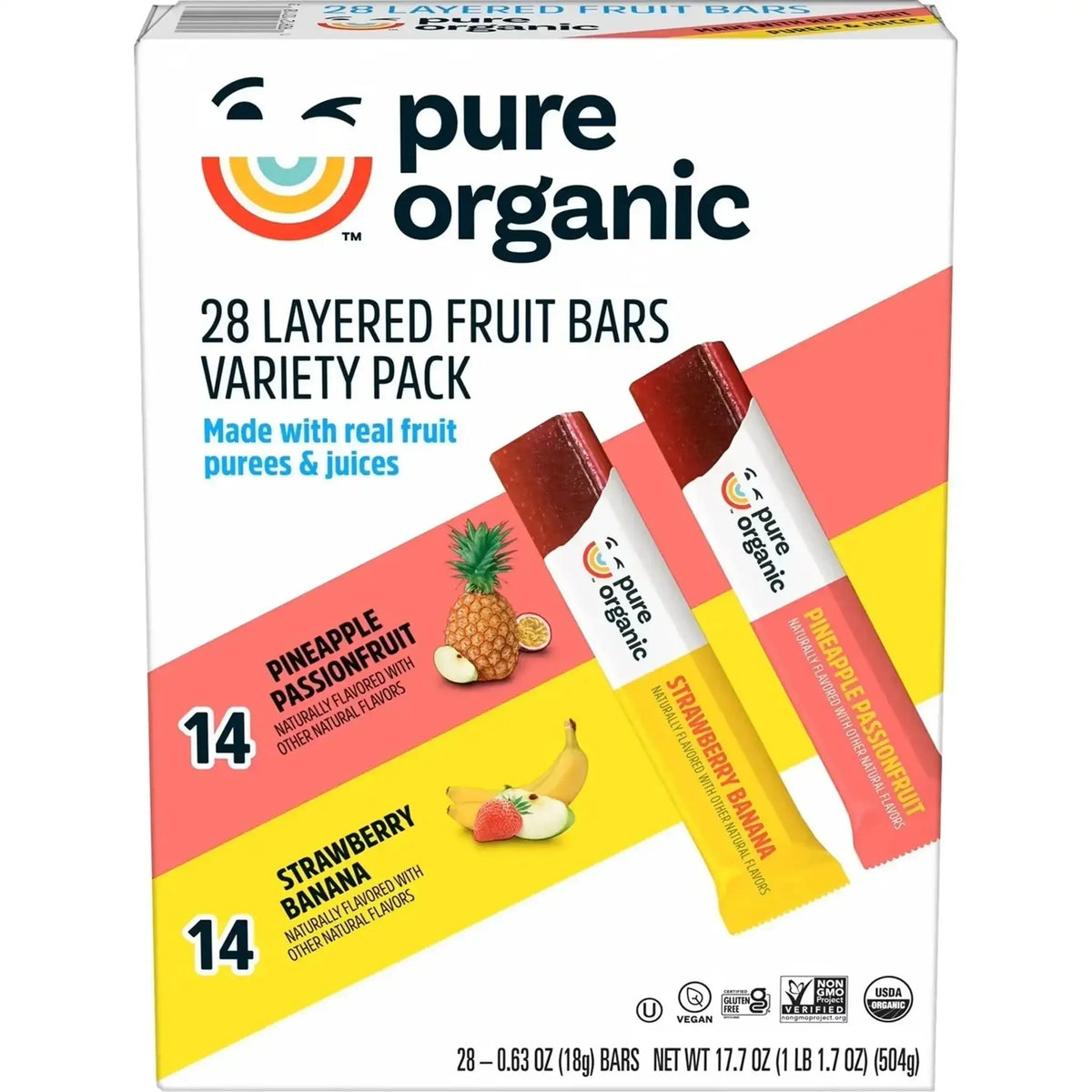Pure Organic Layered Fruit Bars, 28 × 18 g
