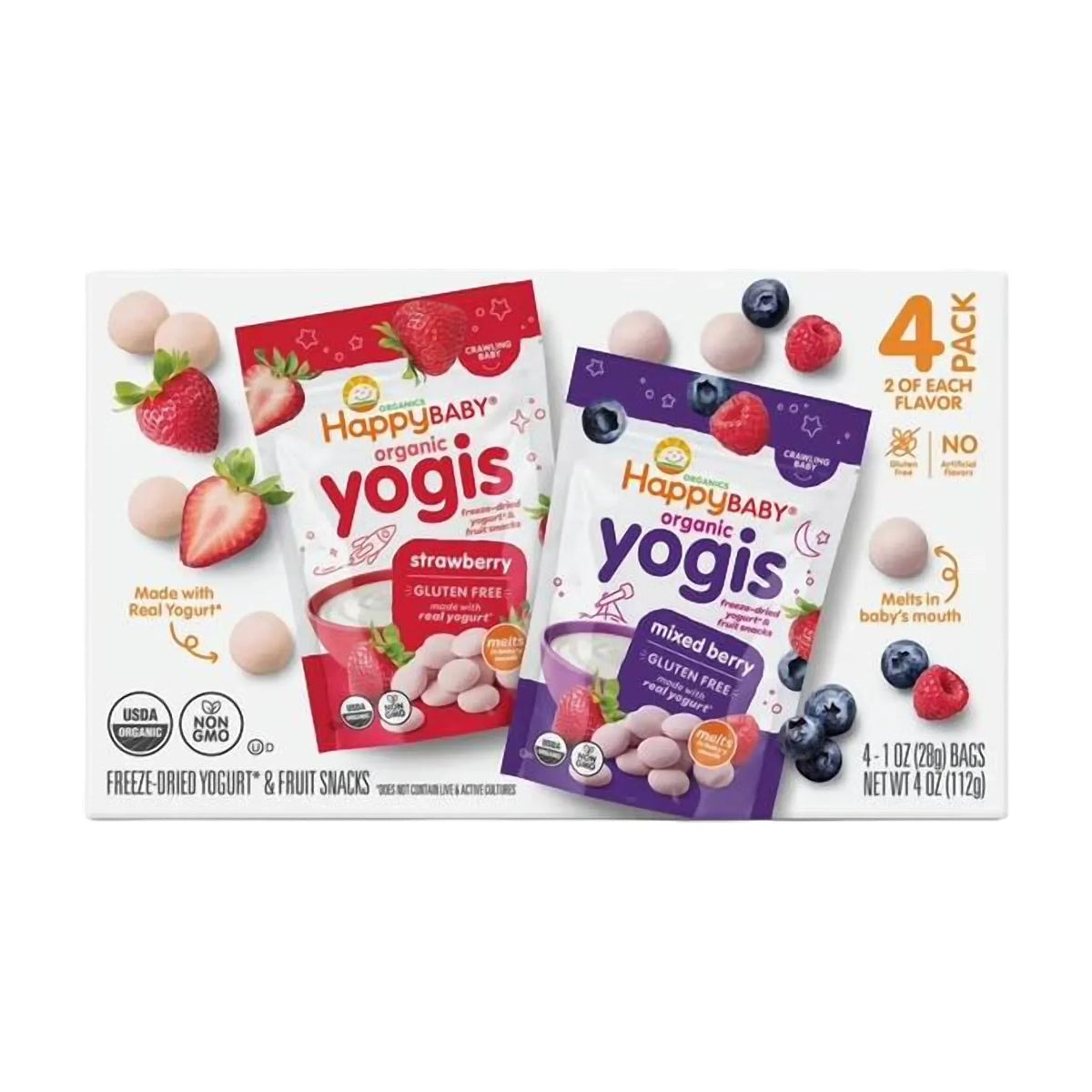 Happy Baby Yogis Yogurt Melts Variety, 4 Pack, 112 g