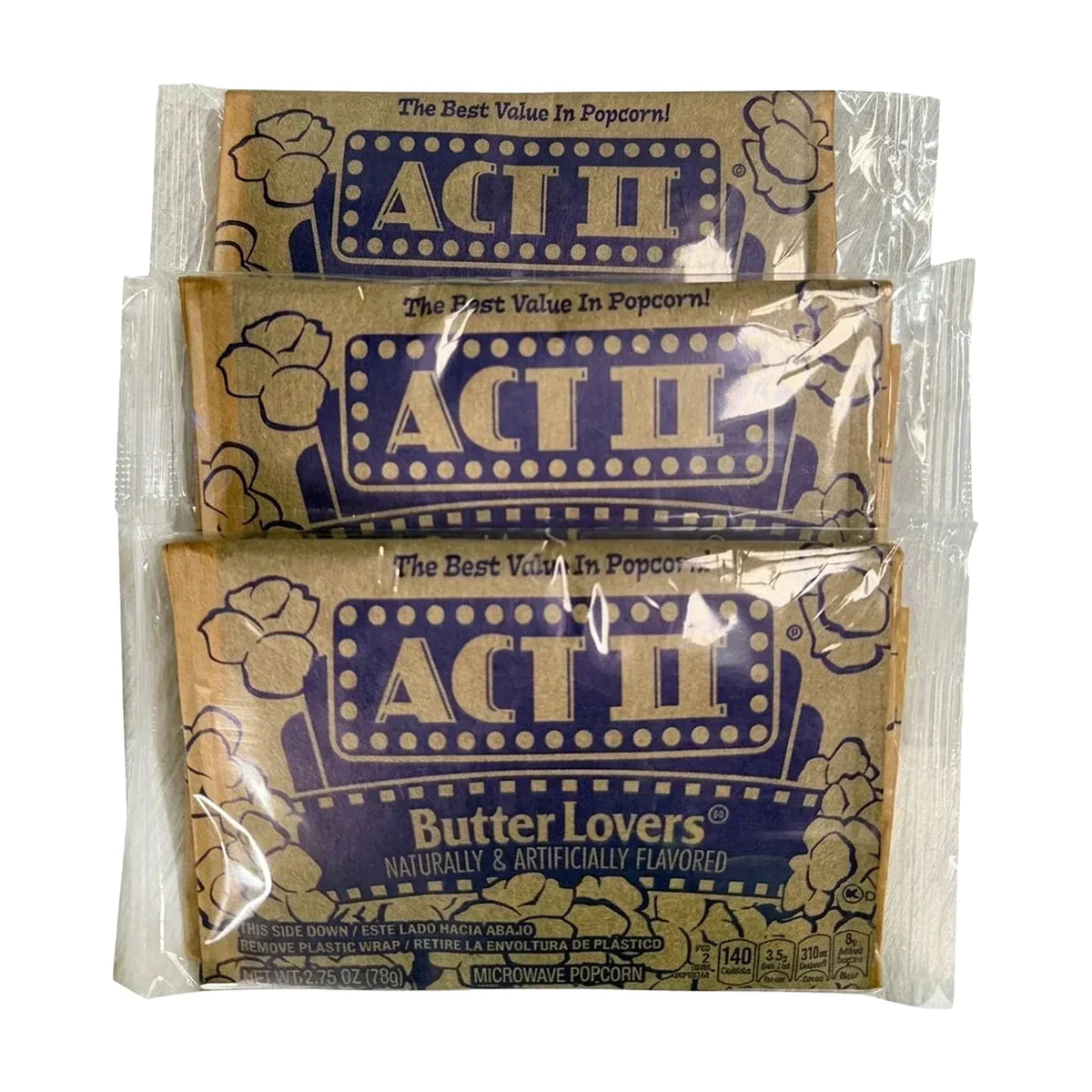 ACT II Butter Lovers Microwave Popcorn, 3 × 78 g