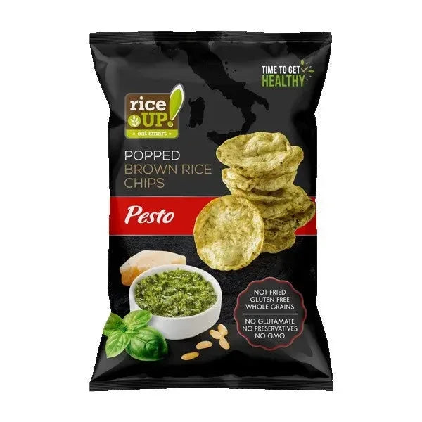 Rice Up  Whole Grain Brown Rice Chips Pesto 120g,  Gluten free, No GMO