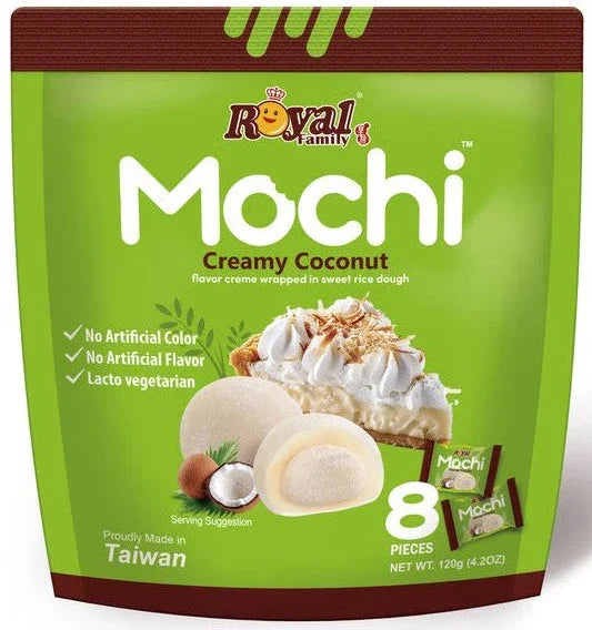 Royal Family Mochi Creamy Coconut Flavor Creme Wrapped in Sweet Rice Dough 120g
