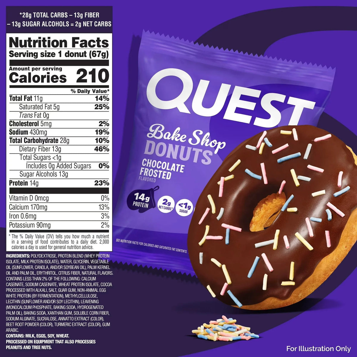 Quest Bake Shop Chocolate Frosted Donut 67g
