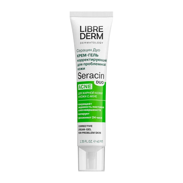 Librederm Seracin Duo Cream For Acne Spot Treatment, Blackheads, Hydrating Moisturizer 40ml
