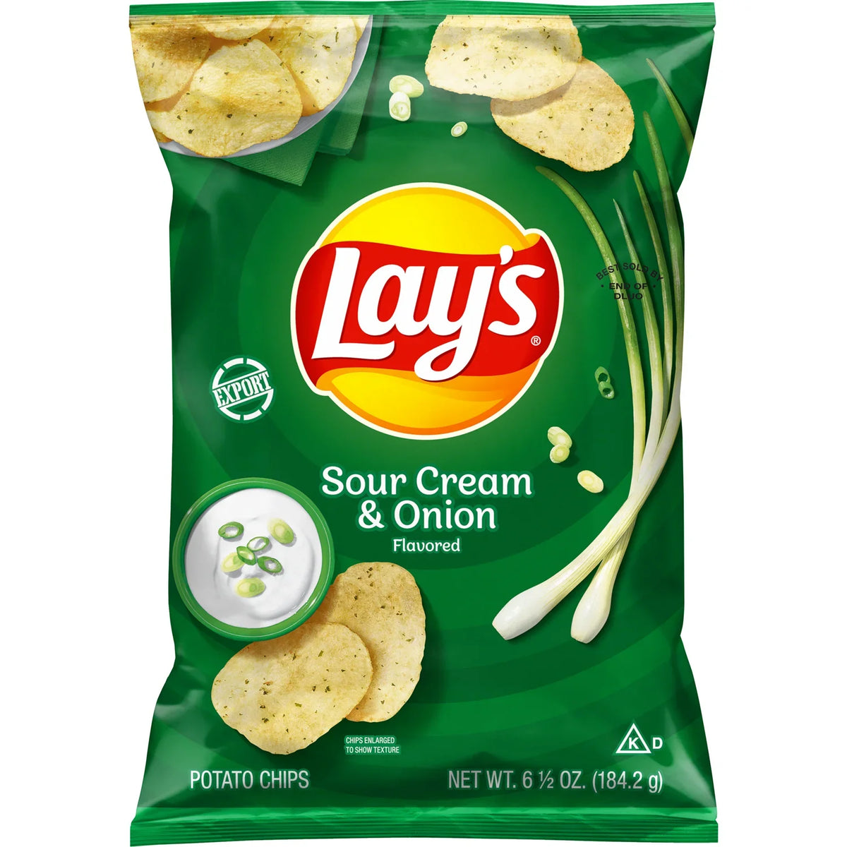 Lay's Sour Cream & Onion Flavored Potato Chips 6.5 OZ (184.2gm) - Export